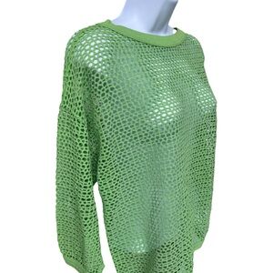 Stefano World Wide Green Mesh Knit Top
